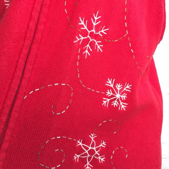 Southern‎ Lady II Red Winter Snowflake Sweater Vest Women's Size 1X - Picture 5 of 10